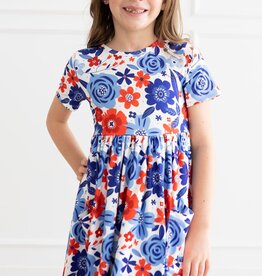 Mila & Rose SALE Happy 4th Floral S/S Pocket Twirl Dress
