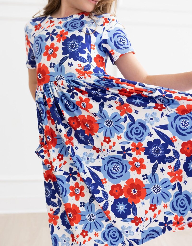 Mila & Rose Happy 4th Floral S/S Pocket Twirl Dress