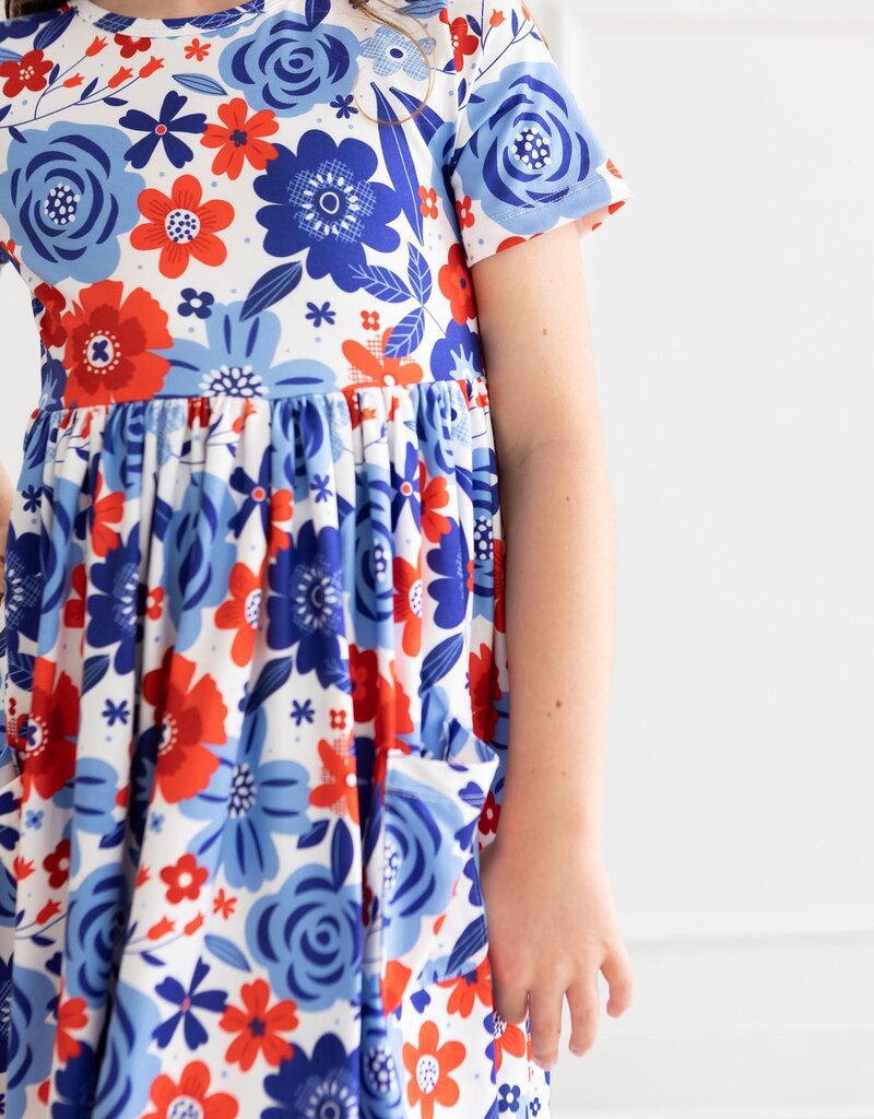 Mila & Rose Happy 4th Floral S/S Pocket Twirl Dress