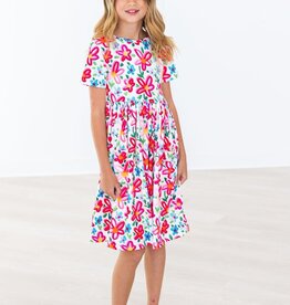 Mila & Rose Neon Floral S/S Pocket Twirl Dress