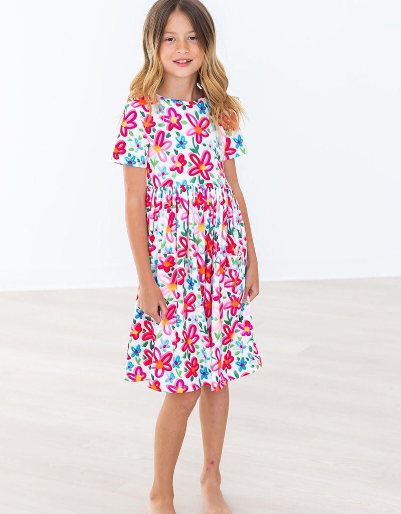 Mila & Rose Neon Floral S/S Pocket Twirl Dress