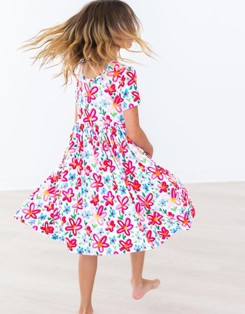 Mila & Rose Neon Floral S/S Pocket Twirl Dress