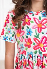 Mila & Rose Neon Floral S/S Pocket Twirl Dress