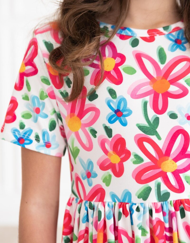 Mila & Rose Neon Floral S/S Pocket Twirl Dress