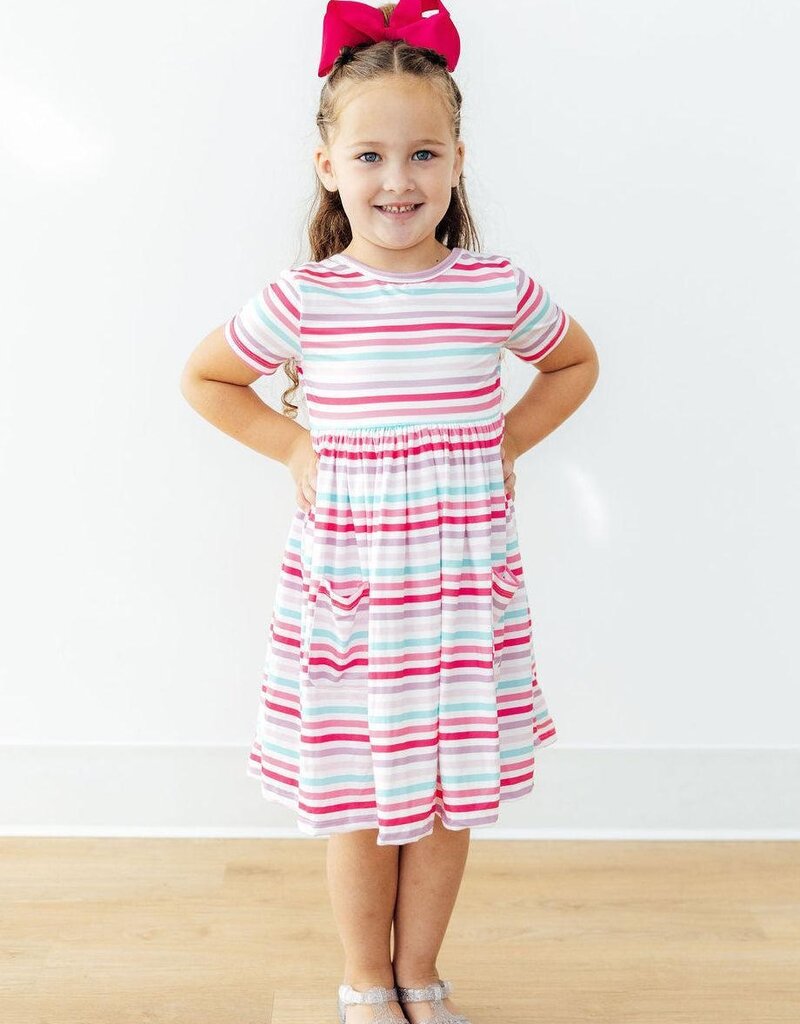 Mila & Rose Pastel Stripes S/S Pocket Twirl Dress