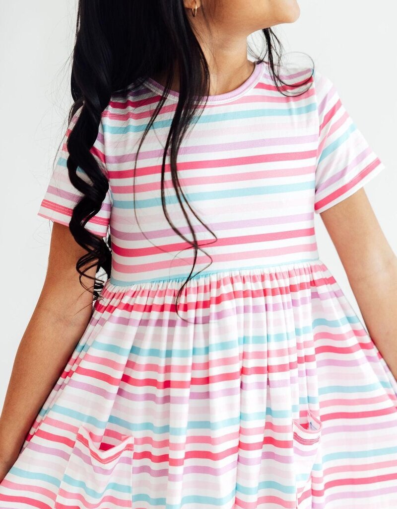 Mila & Rose Pastel Stripes S/S Pocket Twirl Dress