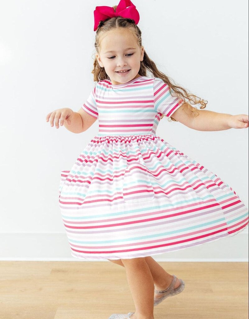 Mila & Rose Pastel Stripes S/S Pocket Twirl Dress