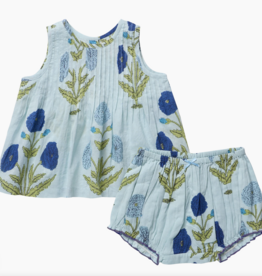 Pink Chicken baby girls jaipur 2-pc set - light blue dandelion