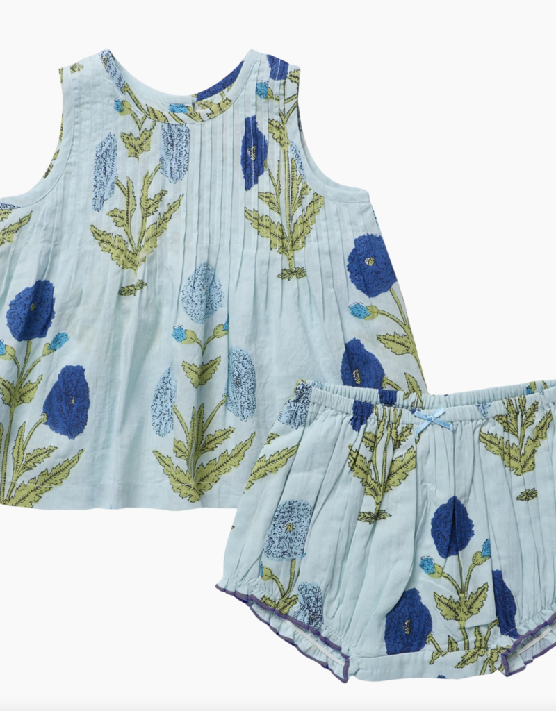 Pink Chicken baby girls jaipur 2-pc set - light blue dandelion