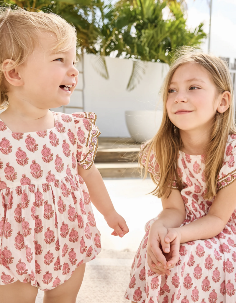 Pink Chicken baby girls elsie bubble - pink dahlia floral