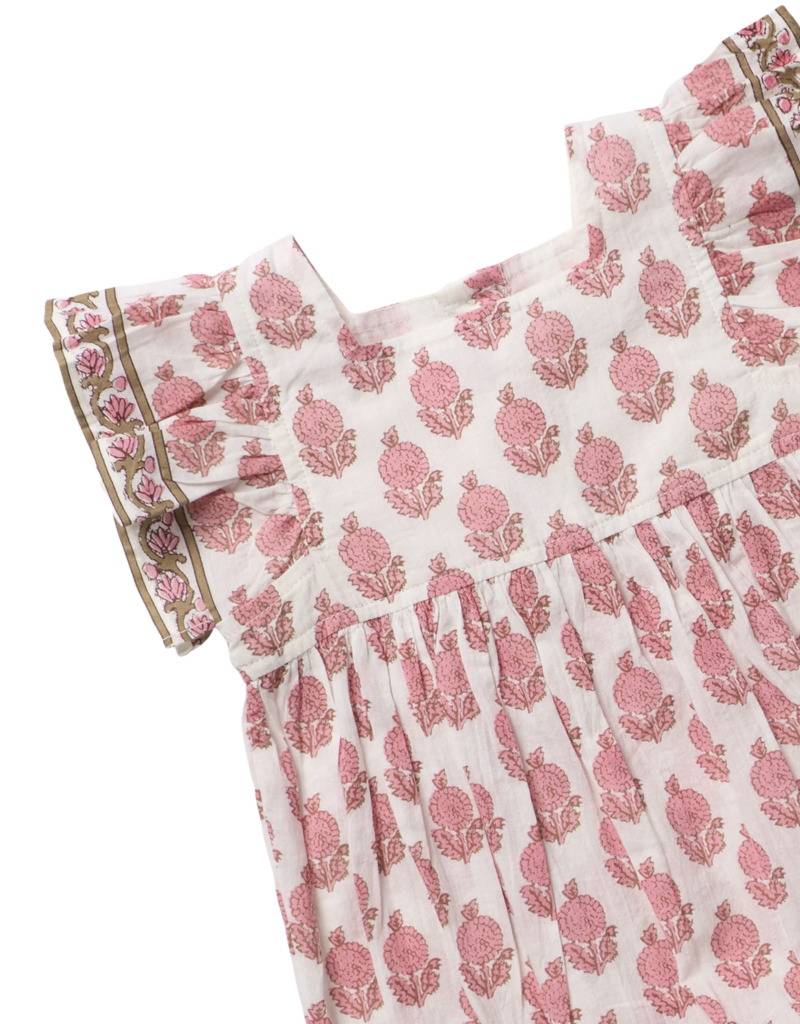 Pink Chicken baby girls elsie bubble - pink dahlia floral