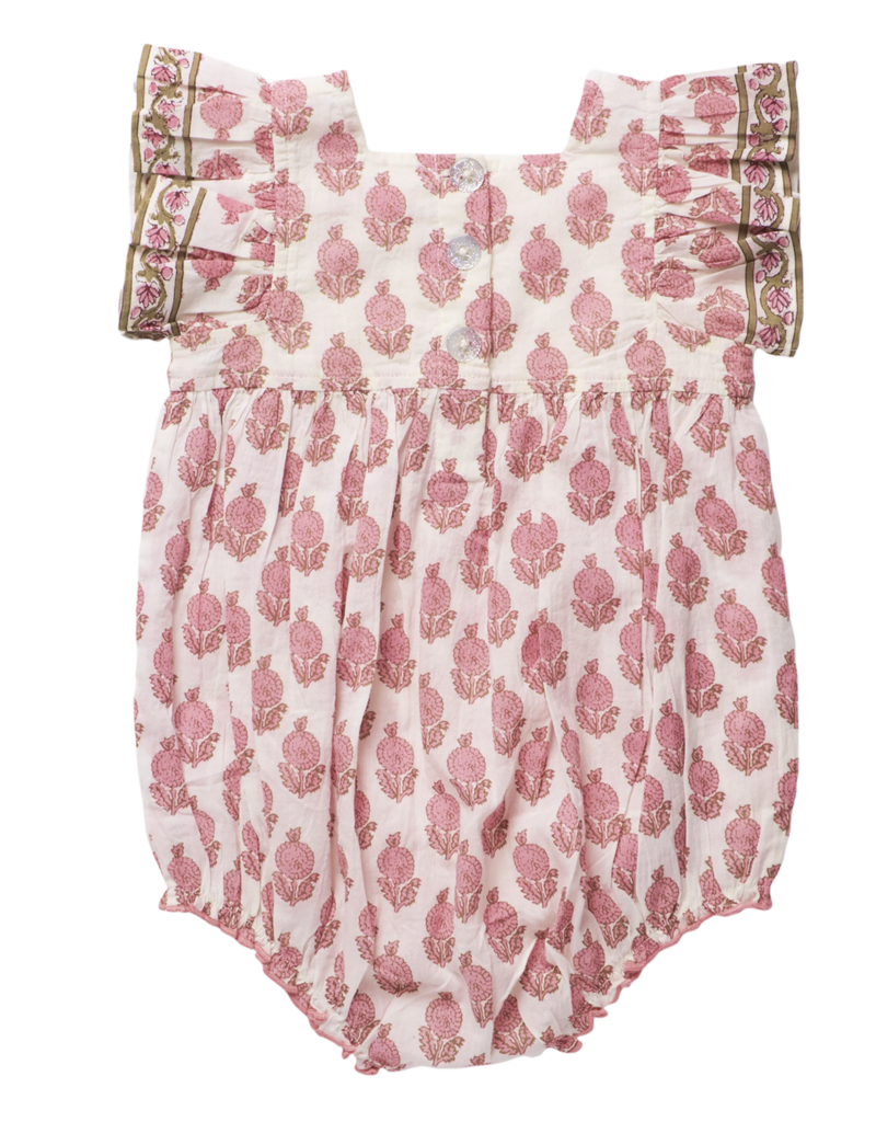 Pink Chicken baby girls elsie bubble - pink dahlia floral