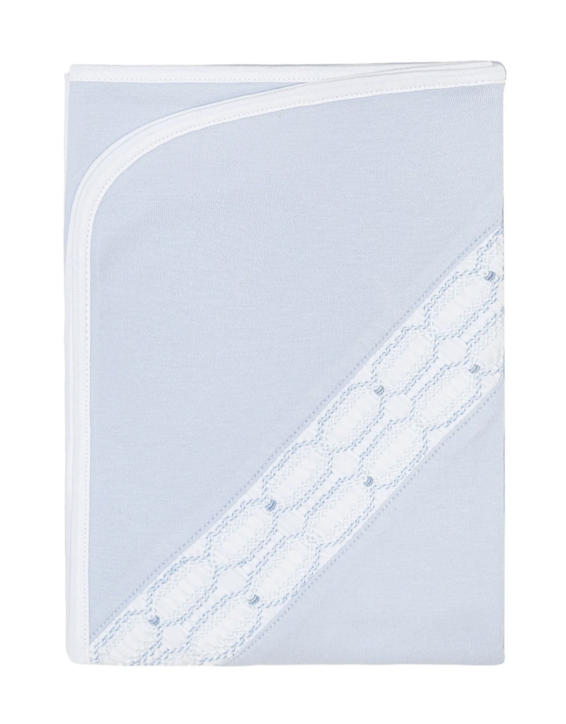 Nellapima Signature Smocked Boys Blue Receiving Blanket