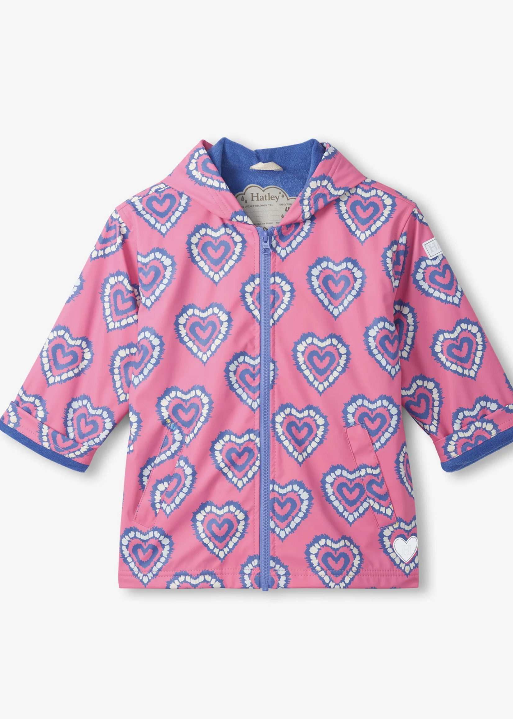 Hatley Kids Heart Burst Color Change Zip Up Rain Jacket