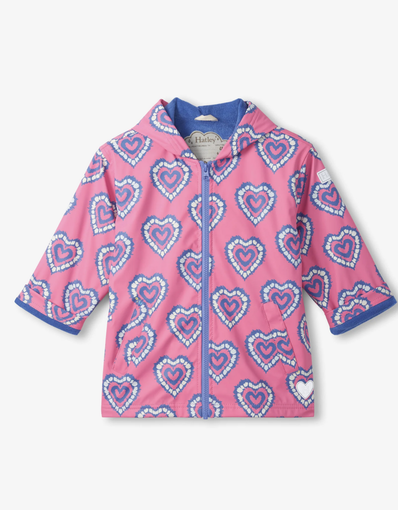 Hatley Kids Heart Burst Color Change Zip Up Rain Jacket