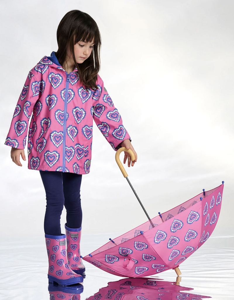 Hatley Kids Heart Burst Color Change Zip Up Rain Jacket