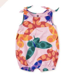 Tea Collection TIE SHOULDER BABY ROMPER BUTTERFLY SPOT