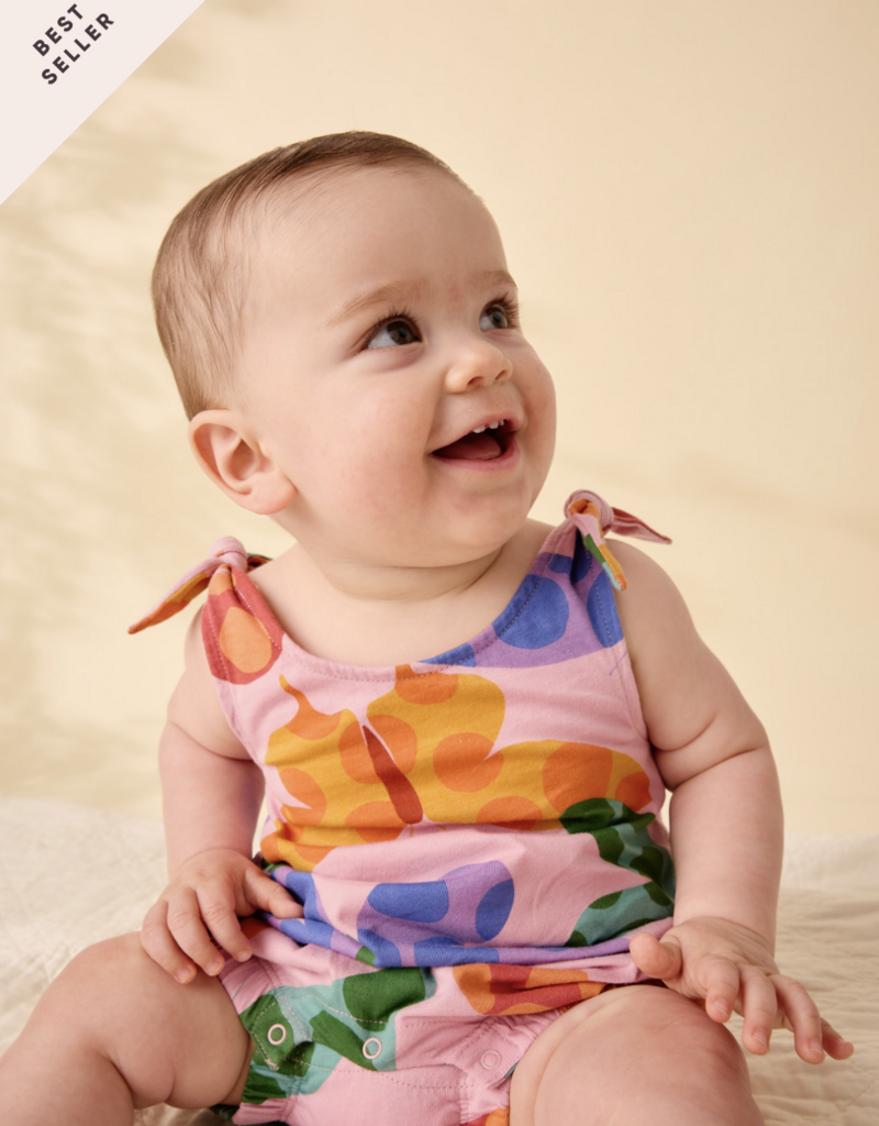 Tea Collection TIE SHOULDER BABY ROMPER BUTTERFLY SPOT