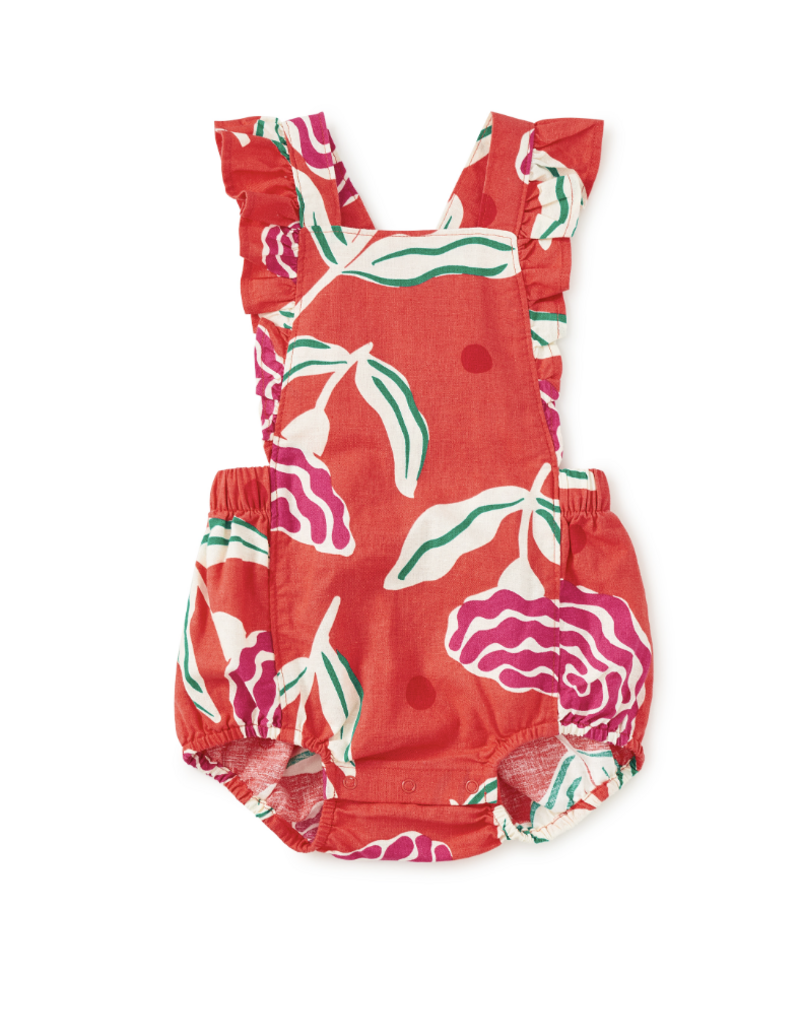 Tea Collection RUFFLE BUBBLE BABY ROMPER FLAMENCO CARNATION