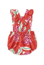 Tea Collection RUFFLE BUBBLE BABY ROMPER FLAMENCO CARNATION