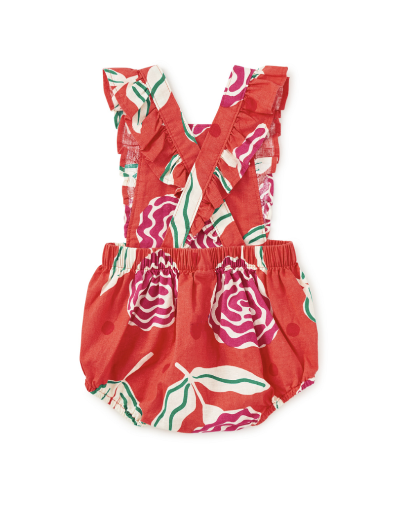 Tea Collection RUFFLE BUBBLE BABY ROMPER FLAMENCO CARNATION