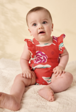 Tea Collection RUFFLE BUBBLE BABY ROMPER FLAMENCO CARNATION