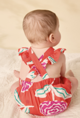 Tea Collection RUFFLE BUBBLE BABY ROMPER FLAMENCO CARNATION