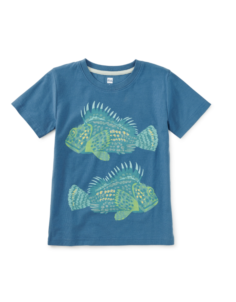 Tea Collection PAINTED SCORPION FISH GRAPHIC TEE CADET BLUE