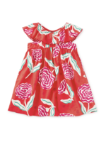 Tea Collection SALE. FLUTTER SLEEVE WOVEN DRESS FLAMENCO CARNATION