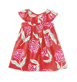 Tea Collection SALE FLUTTER SLEEVE WOVEN DRESS FLAMENCO CARNATION
