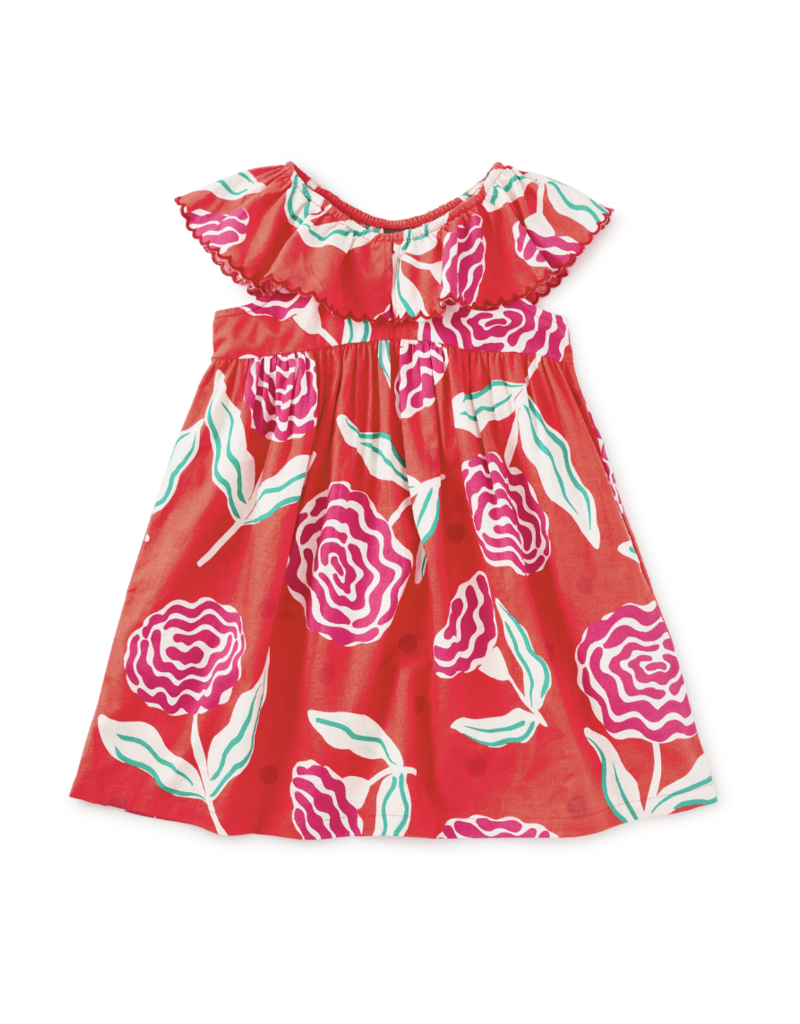 Tea Collection FLUTTER SLEEVE WOVEN DRESS FLAMENCO CARNATION