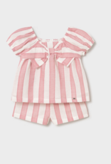 Mayoral Camellia Striped Shirt/Short Set