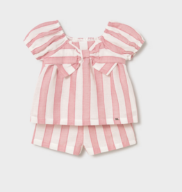 Mayoral Camellia Striped Shirt/Short Set