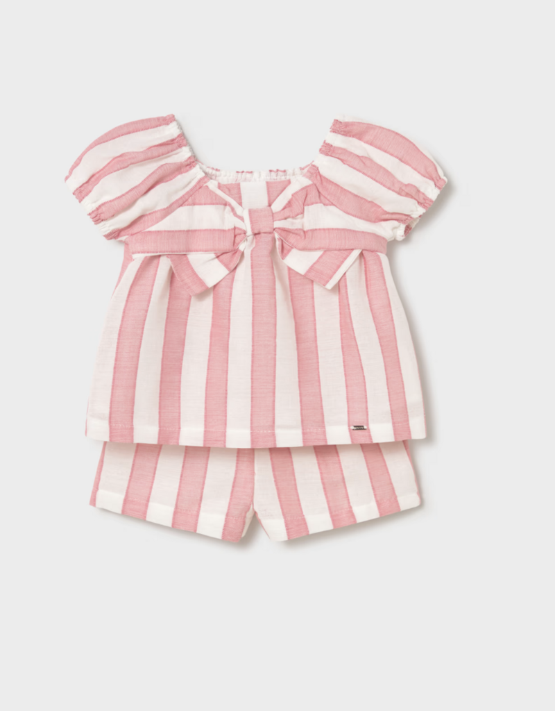 Mayoral Camellia Striped Shirt/Short Set