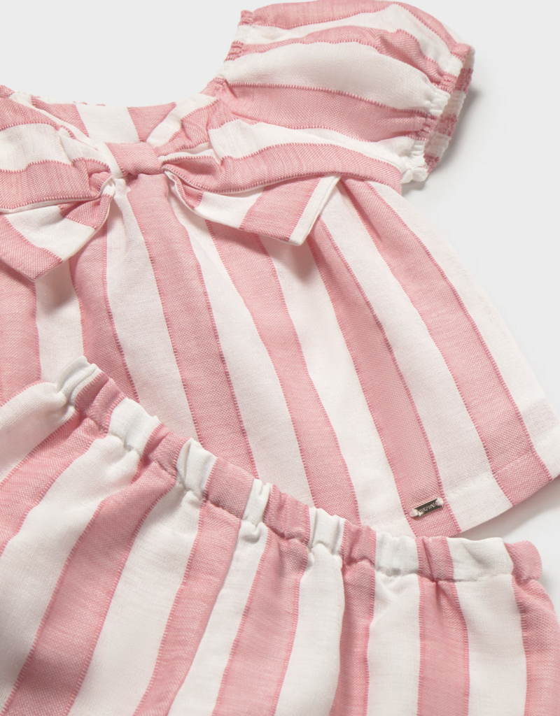 Mayoral Camellia Striped Shirt/Short Set