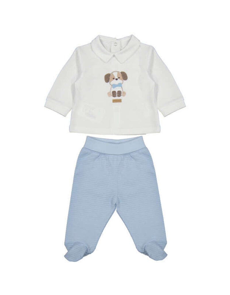 Mayoral Puppy Applique Top w/Sky Blue Footed Pants