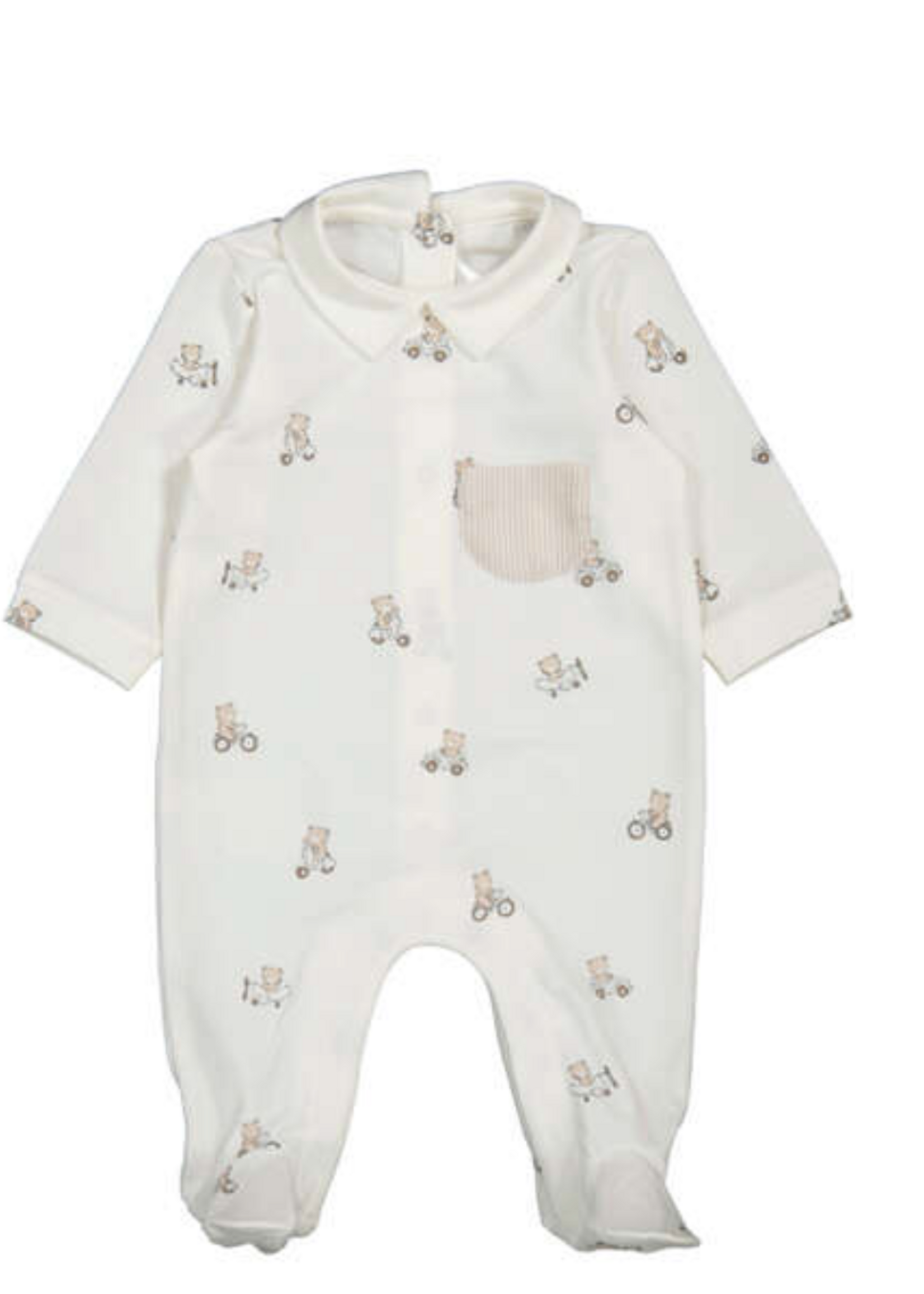 Mayoral White Footie w/Bear Print