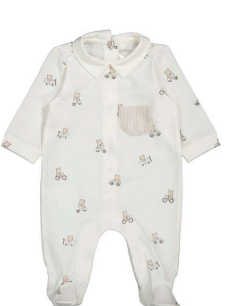 Mayoral White Footie w/Bear Print