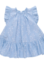 Pink Chicken harper dress - blue dewdrop block print
