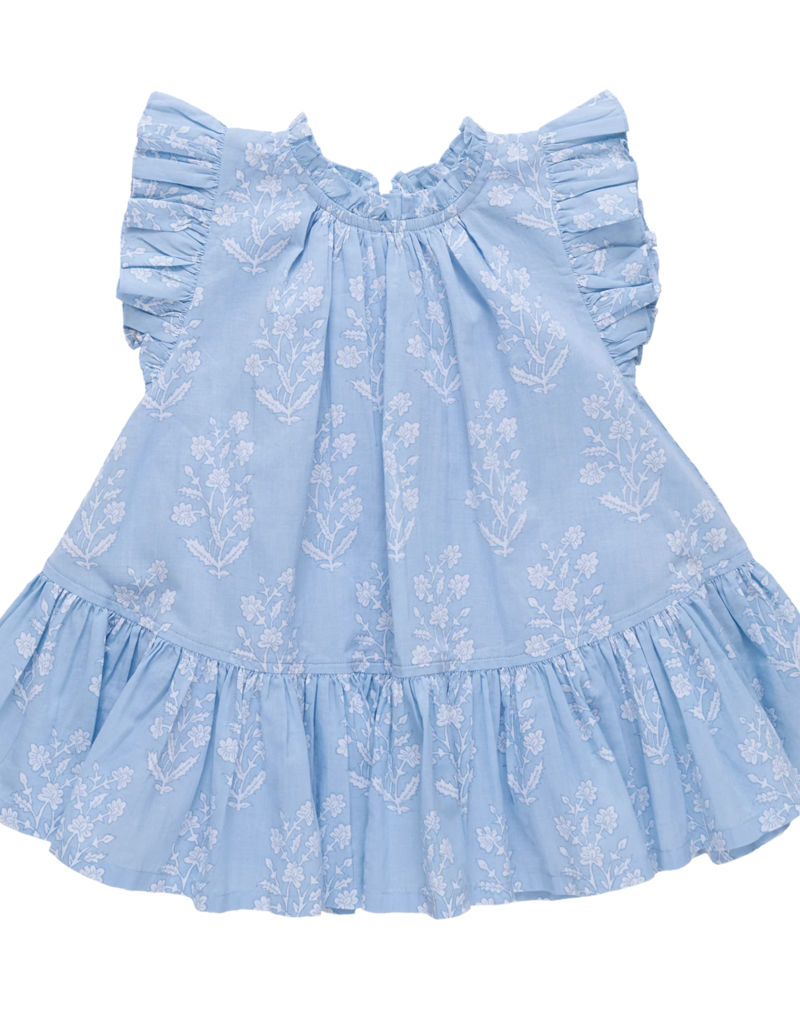 Pink Chicken harper dress - blue dewdrop block print