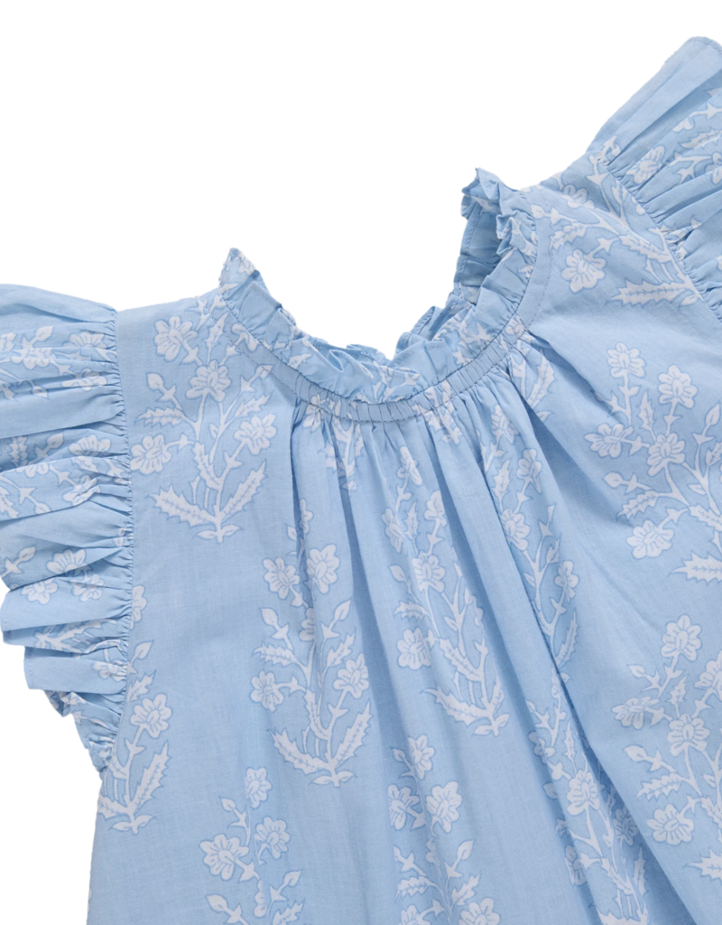 Pink Chicken harper dress - blue dewdrop block print