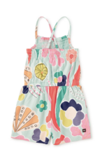 Tea Collection SMOCKED STRAPPY ROMPER SEA FLORAL