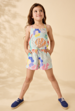 Tea Collection SMOCKED STRAPPY ROMPER SEA FLORAL