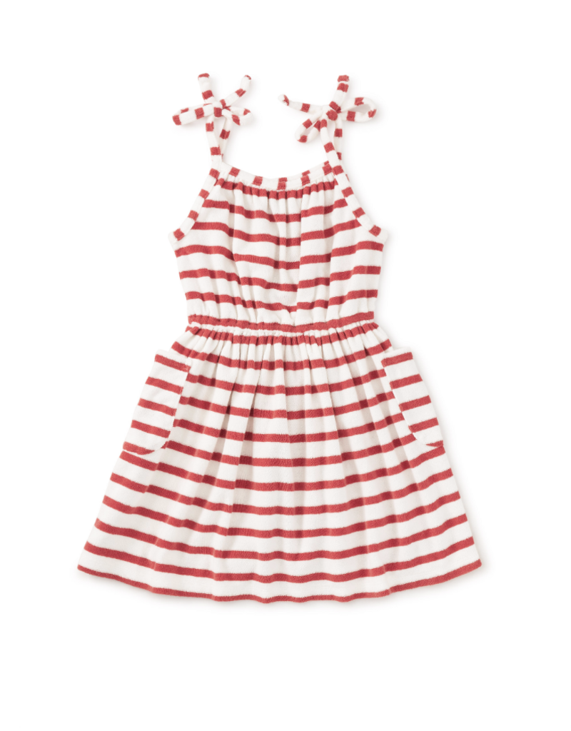 Tea Collection TERRYCLOTH TIE SHOULDER TWIRL DRESS