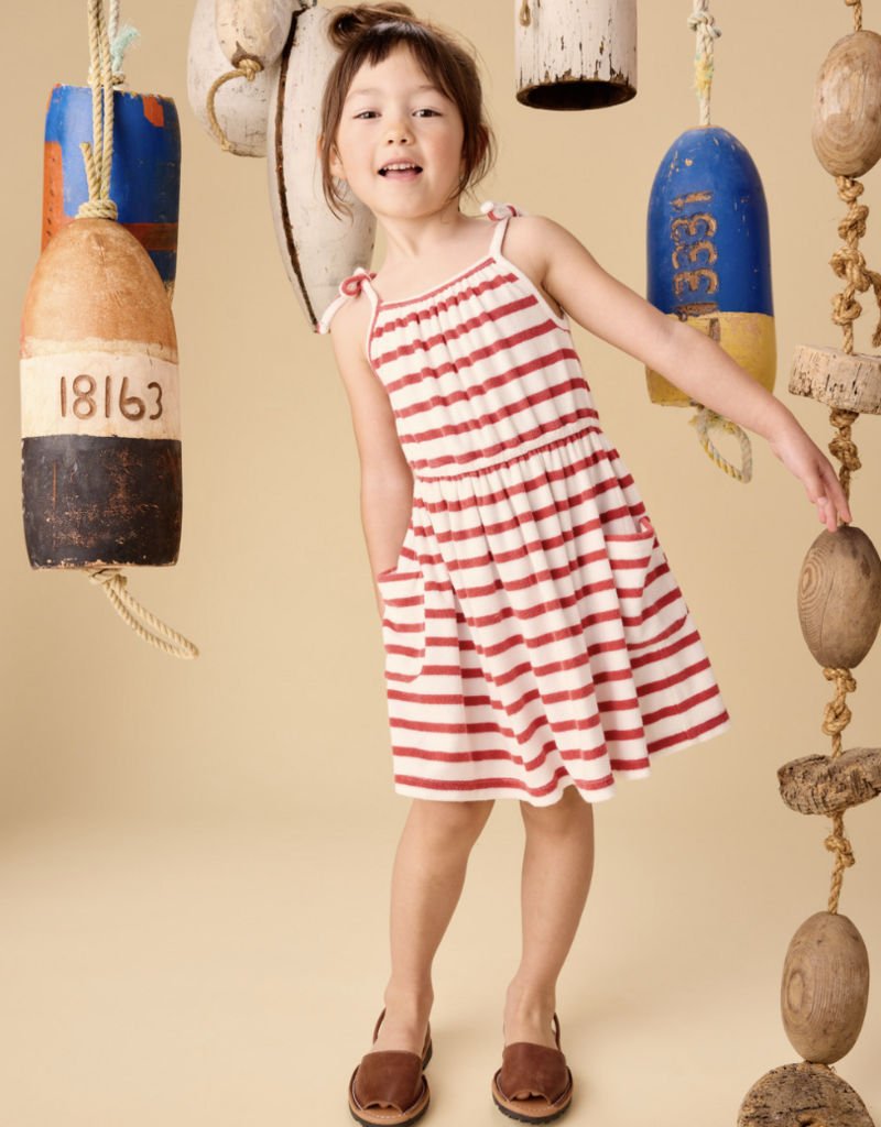 Tea Collection TERRYCLOTH TIE SHOULDER TWIRL DRESS