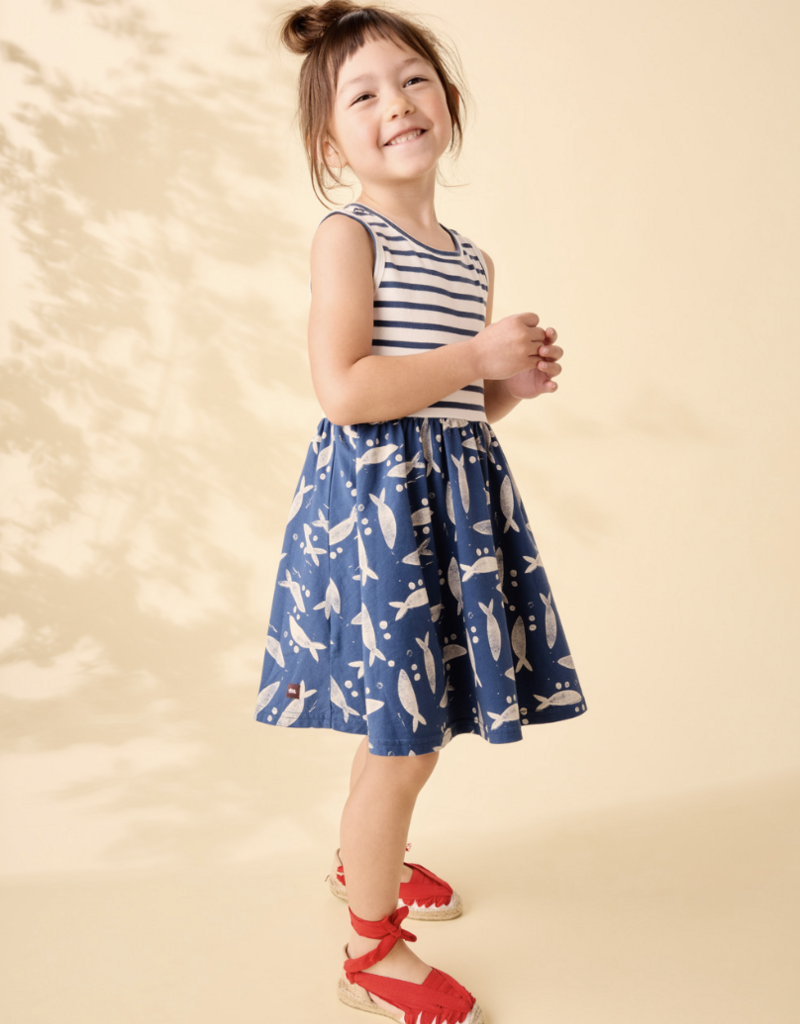 Tea Collection PRINT MIX TANK SKIRTED DRESS BLOCKPRINT SARDINES