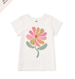 Tea Collection SALE. GROOVY FLOWER GRAPHIC TEE CHALK