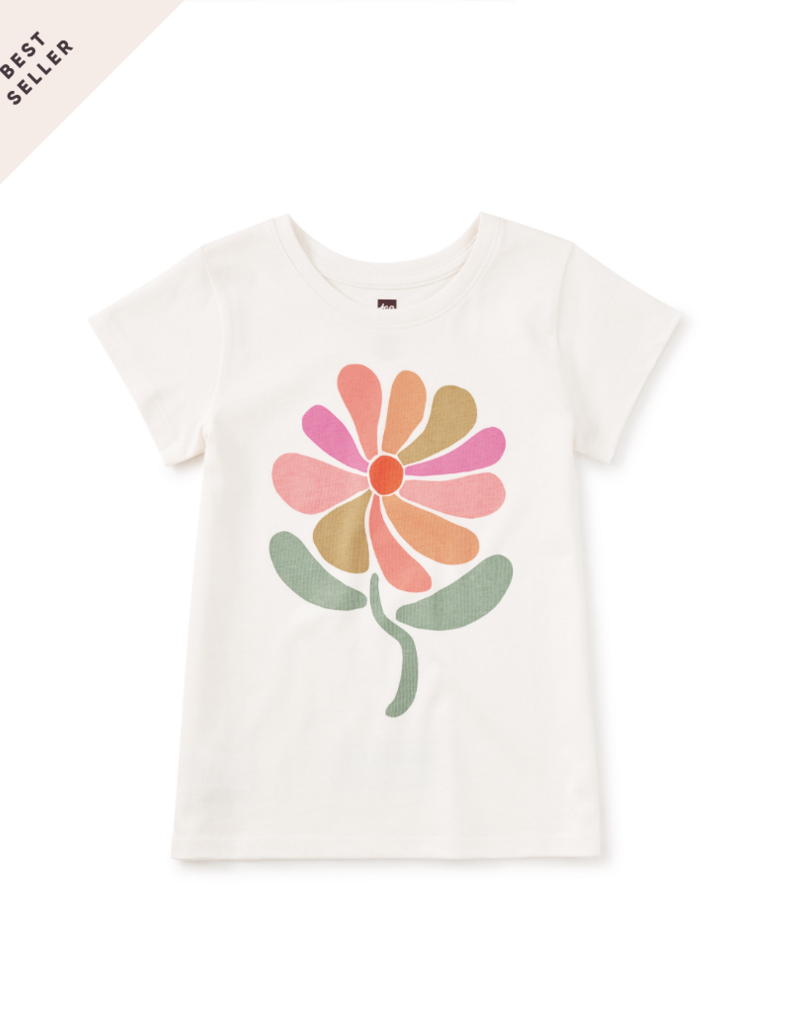 Tea Collection GROOVY FLOWER GRAPHIC TEE CHALK