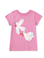 Tea Collection SALE. CHERRY WINGS GRAPHIC TEE PERENNIAL PINK