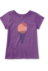 Tea Collection GLITTER STRAWBERRY GRAPHIC TEE DEEP LAVENDER
